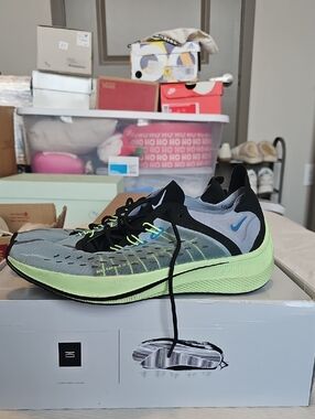Nike EXP-X14 sneakers in a Glacier Grey and Photo Blue colorway with Volt